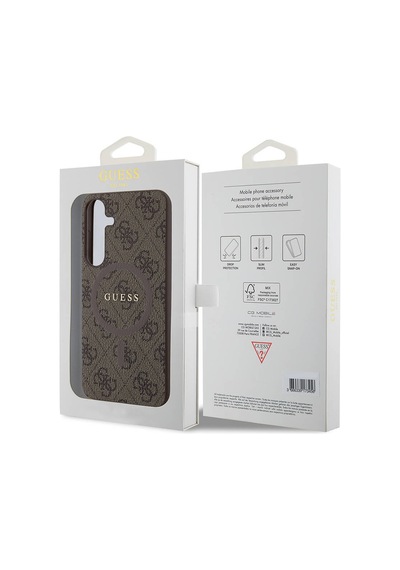 Galaxy Uyumlu S24 Plus Kılıf Guess Lisanslı Magsafe Özellikli 4g Desenli Yazı Logolu Kapak Kahverengi