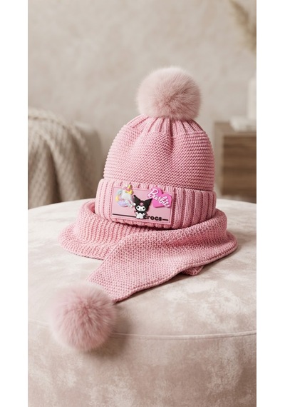 Emila Kids Kız Çocuk 2-5 Yaş - Bere & Atkı Takım AÇIK PEMBE