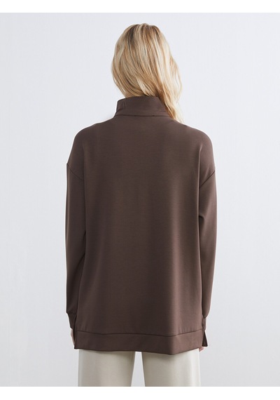Lcw Everyday Kahverengi Dik Yaka Kadın Sweatshirt Tunik