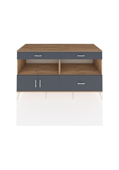 Kronos Konsol 2 Raflı 3 Çekmeceli 2 Kapaklı 176x59x99 Çam-antrasi Çam-antrasit