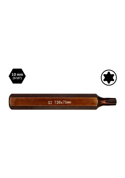 6566 Uzun Torx Bits Uç T30x75 Mm 10 Mm Saplı