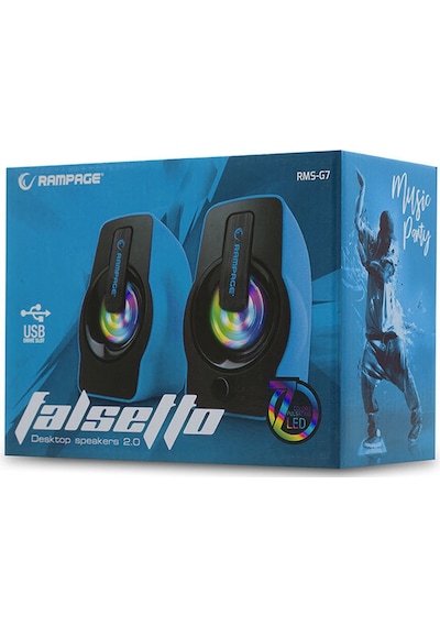 Rampage Rms-G7 Falsetto 2.0 6 Watt Rgb Ledli Mavi Gaming Usb Spea