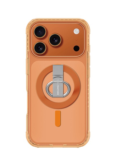 Apple Uyumlu iPhone 17 Pro Max Kılıf M-safe Yüzük Standlı Amazingthing Titan Pro Serisi Kapak Turuncu Turuncu