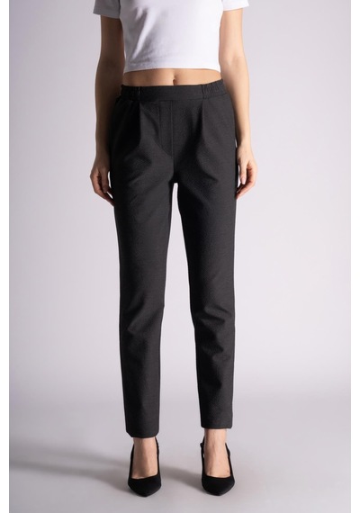 Braccas Kadın Yandan Cepli Beli Lastikli Ve Pileli Slim Fit Jogger Pantolon Antrasit Antrasit