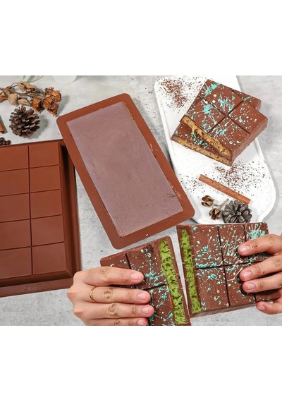 2 Adet - Dubai Çikolatası Kalıbı Çikolata Kalıbı Bpa Free Küçük Boy 15 X10cm Silikon Kahverengi Diğer