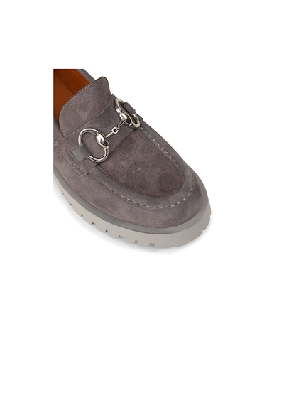 Deery Kadın Hakiki Süet Gri Tokalı Loafer - 02037zgrıc01