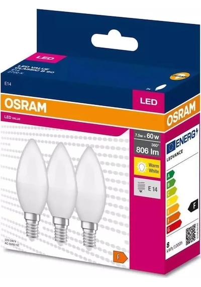 Value Clb60 7 5w 827 3 Lü E14 Duy Sarı Işık 2700k Led Mum Ampul Diğer