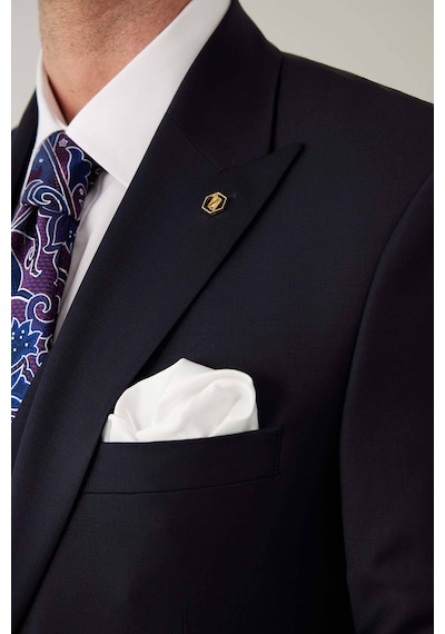 Erkek Lacivert Sivri Yaka Slim Fit Yelekli Takım Elbise