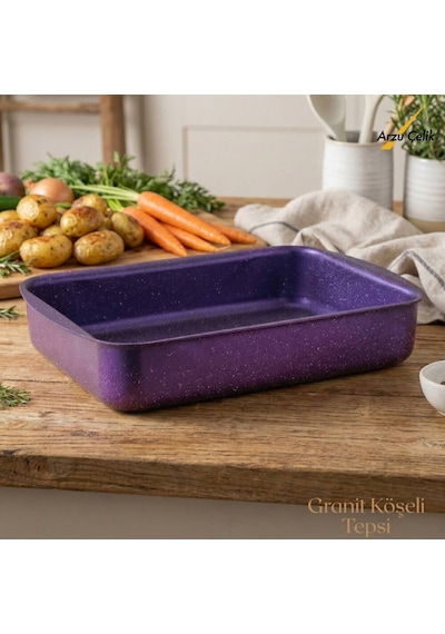 22x30 Cm Granit Köşeli Tepsi - Violet Violet