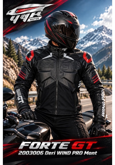 Yyk Forte Gt Deri Wınd Pro Motosiklet Montu Siyah Kırmızı - Mat Siyah