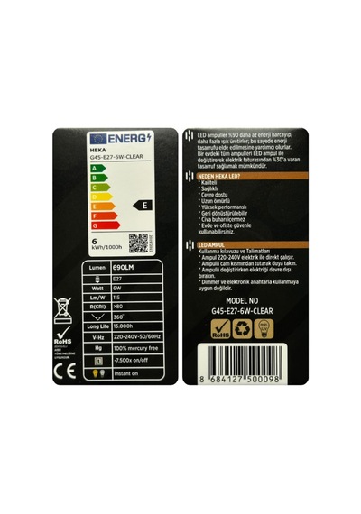 Led Ampul, 6w 51w Eşdeğer , E27 Duylu, 6500k Beyaz Işık, Şeffaf Diğer
