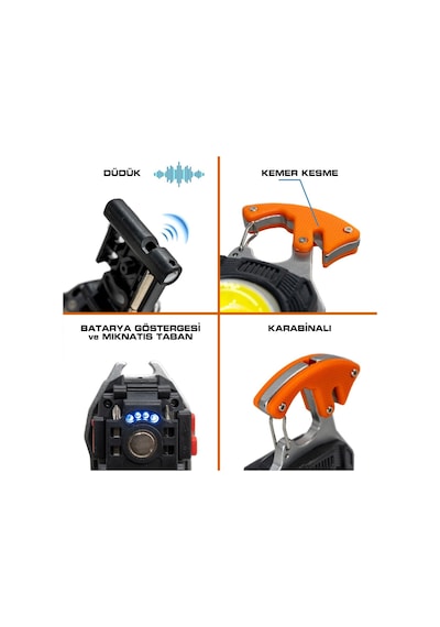 Rox 0230 Outdoor Çok Fonksiyonlu Anahtarlık Şarjlı Led Fener 500 Lümen Siyah
