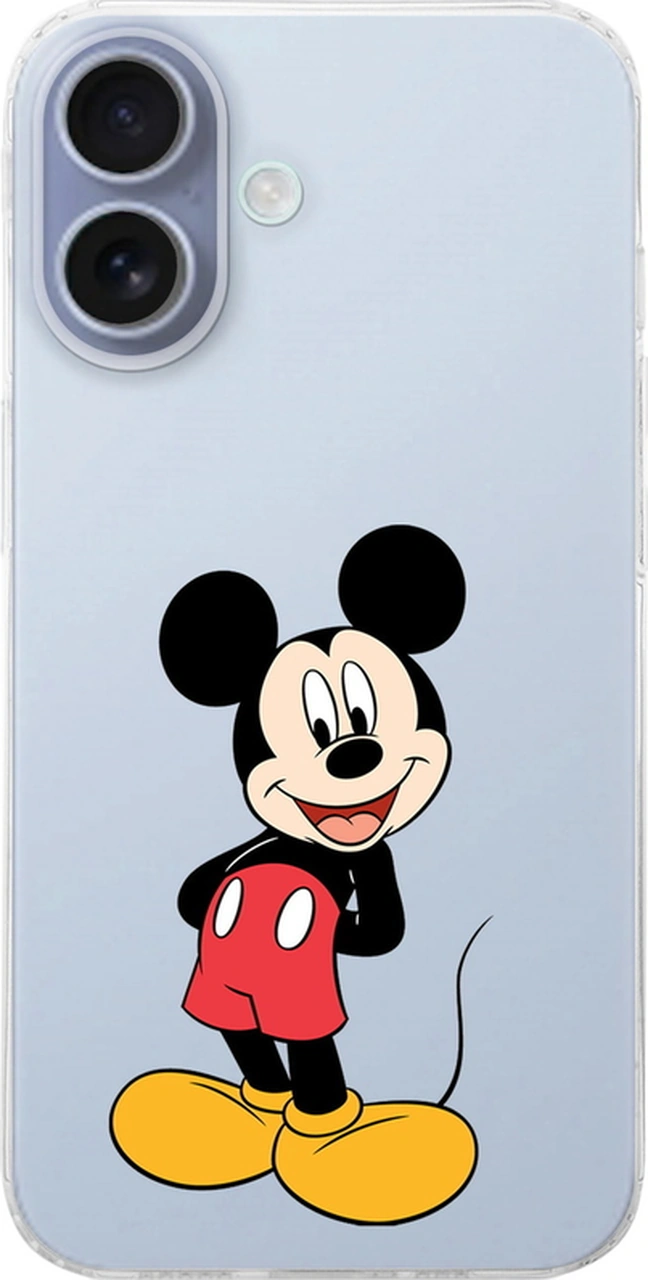 Apple Uyumlu iPhone 16 İle Mickey Mouse 2 Baskılı Kamera Korumalı Şeffaf Kılıf