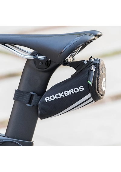 Rockbros Kolay Montaj Bisiklet Sele Altı Çantası Su Geçirmez - 360 Reflektörlü Gri - Siyah