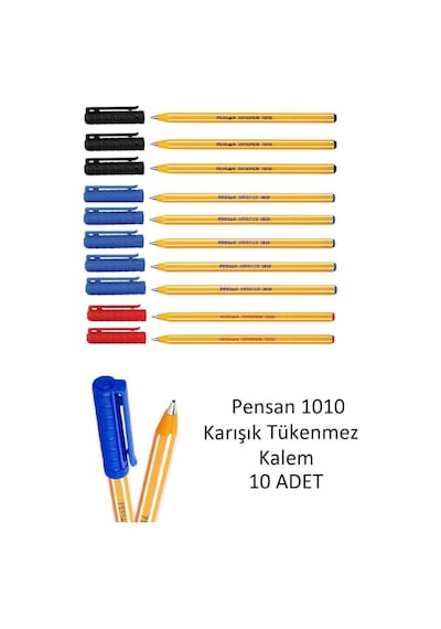 1010 Tükenmez Kalem Ofispen Mavi 5 Siyah 3 Kırmızı 2 10 Adet
