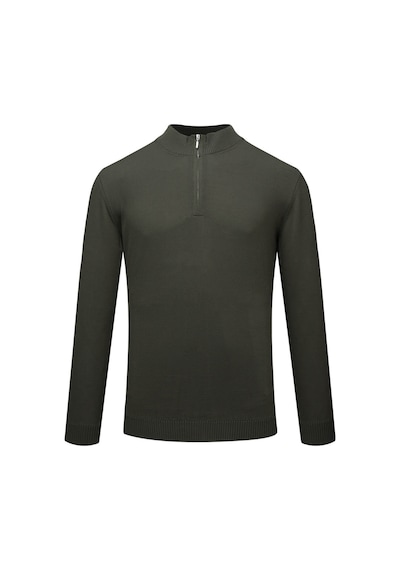 Hatemoğlu Haki Regular Fit Fermuarlı Yarım Balıkçı Yaka Kazak 1993111 Haki