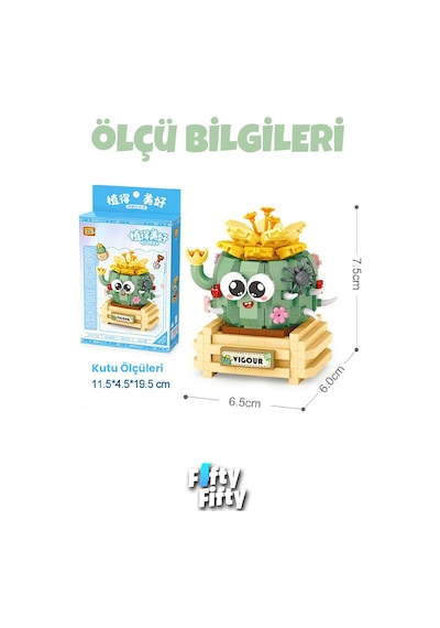 Loz Mikro Blok Serisi Kaktüs Figürü 450 Parça Oyuncak Yapım Seti Fflz-8834