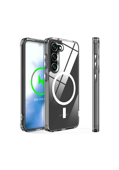 Samsung Galaxy S23 Kılıf Magneticsafe Şeffaf Silikon - Şeffaf