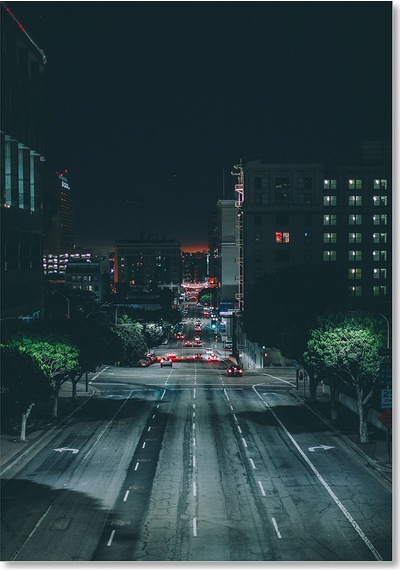 Cakasepetim Gece Binalar Ağaçlar Ve Cadde Ahşap Mdf Tablo