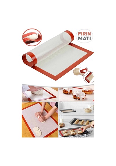 Tilbe Home Fırın Matı Silikon Yanmaz Yapışmaz Fırın Pişirme Kağıdı Hamur Açma Matı 40x30cm