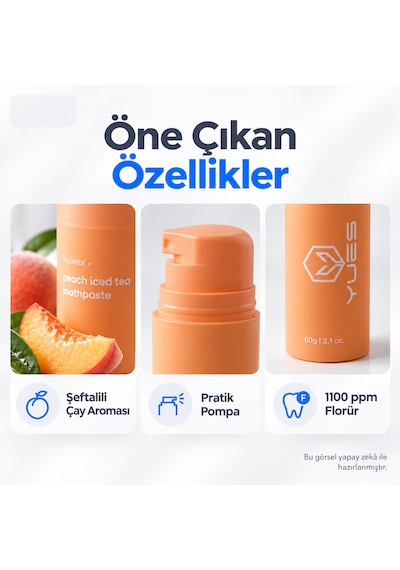 Yues Şeftalili Soğuk Çay Aromalı Florürlü Pompalı Diş Macunu 60 G Beyazlatma