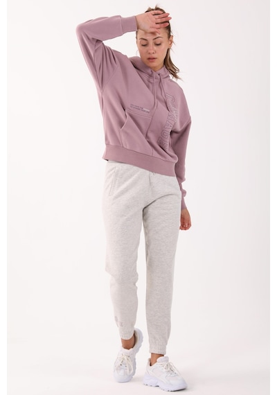 Maraton Sportswear Comfort Kadın Kapşonlu Uzun Kol Basic Lila Sweatshirt 21474-lila Lila