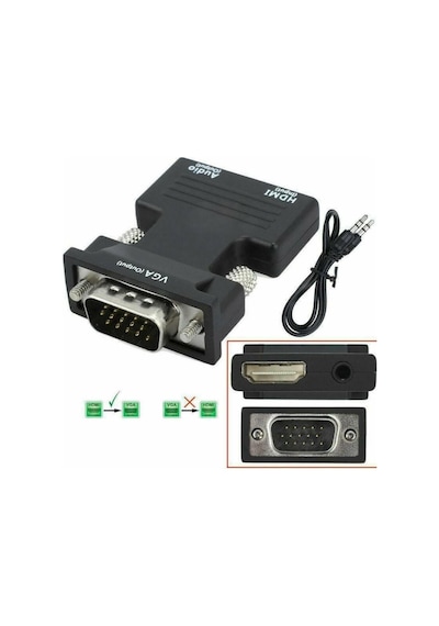 Hdmi To Vga Kablo Çevirici Dönüştürücü + Ses Destekli Mg-2163 (468077435)
