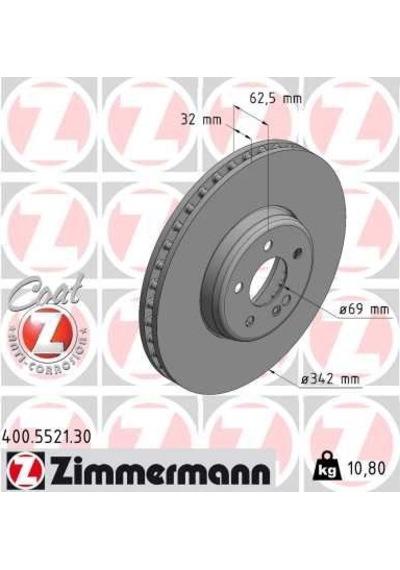 Zımmermann 400.5521.30 Fren Diski Ön Mercedes X253 W213 C253 C257 A0004212812 -