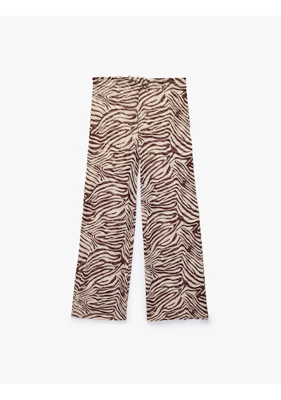 Koton Zebra Desenli Transparan Tül Palazzo Pareo Pantolon Kahverengi Desenli 6sak60012mk