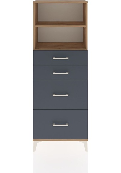 Arges Dolap 2 Raflı 4 Çekmeceli 60x30x163 Çam-antrasit Atlas Çam