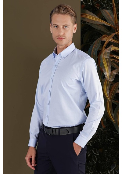 Efor Gk 706 Slim Fit Mavi Klasik Gömlek Mavi