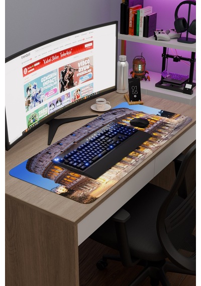 Roma İtalya V1 90x40 Xxl Gaming Kauçuk Kaymaz Taban Mouse Pad Fare Altlığı