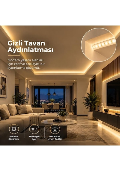 Şerit Led Gün Işığı 220v Yüksek Parlaklık 120 Led/m Tak Çalıştır Fişli Anahtarlı Silikonlu İç/dış M 5 Metre