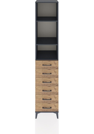 Hyperion Dolap 3 Raflı 6 Çekmeceli 44x44x221 Antrasit-çam Antrasit