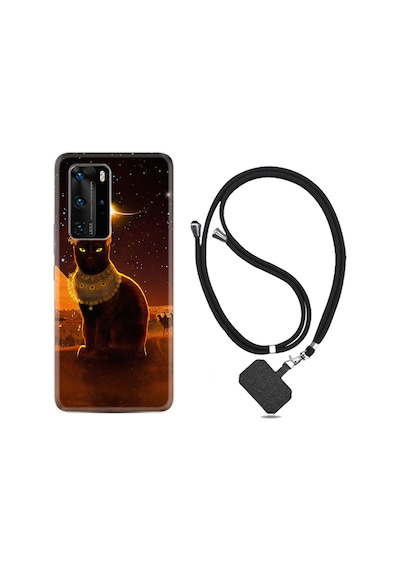 Huawei P40 Pro Kılıf Boyun Askılı Kraliçe Kedi 1873