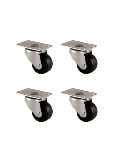 Furç Tablalı Bilyalı Teker - 32mm - Siyah Hks233 - 4 Adet Çok Renkli