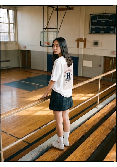 Black Nova Oversize Baskılı Unisex Tişört High School 90 Beyaz