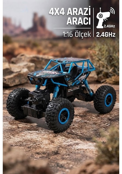 Racing Crew Rock Crawler 1:16 Ölçek 4wd Uzaktan Kumandalı Arazi Aracı - 2.4 Ghz Oyuncak Araba Mavi