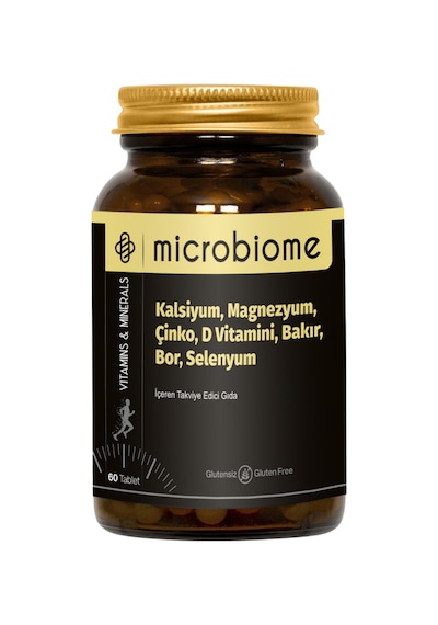 Microbiome Kalsiyum, Magnezyum, Çinko, D Vitamini, Bakır, Bor, Selenyum 60 Tablet