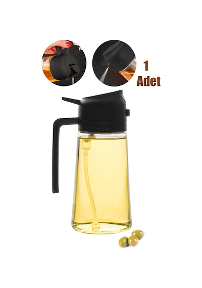 Porsima Alk-3159 Çok Amaçlı Cam Sprey Şişe Yağlık Yağdanlık Siyah