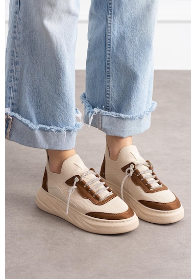 Shoetek Polivya Kadın Sneakers Taşlı Bağcıklı Triko Dokumalı Spor Ayakkabı Kahve Garni Bej Kahve Shoetek Polivya Kadın Sneakers Taşlı Bağcıklı Triko Dokumalı Spor Ayakkabı Kahve Garni Bej Kahve