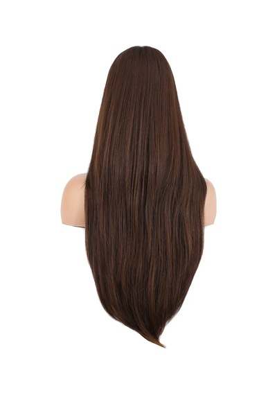 Katlı Kesim Perçemli Düz Fiber Sentetik Uzun Boy Peruk / Karamel - Sptl-739994 Renkli