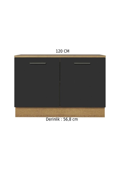 İndu Mutfak Alt Modül 120 Cm-çok Amaçlı Dolap- Tezgah Dahil Atlantik Çam