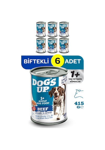 Dogs Up Yaş Yetişkin Köpek Maması Biftekli 415gr 6lı