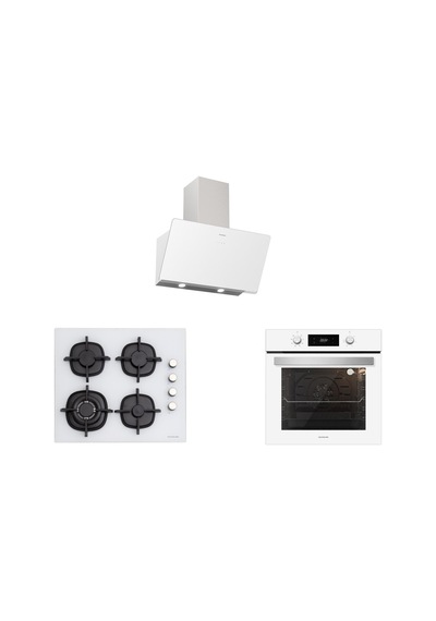 Silverline BO6504W01 - CS5429W01 - 3457 Soho 60 CM Beyaz Cam Ankastre Set