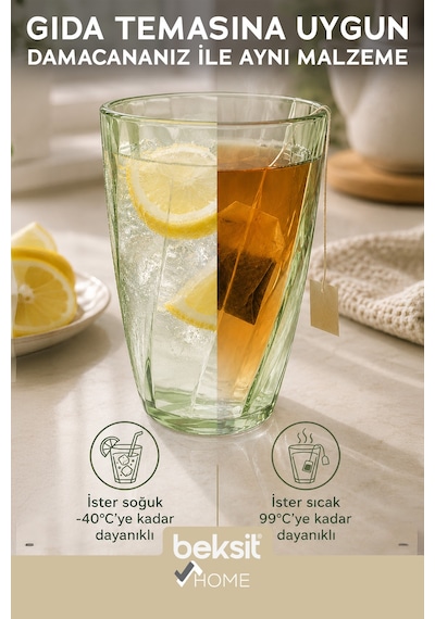 Home Glassy Kırılmaz Polikarbon 6'lı Bardak Yeşil 400 Ml Yeşil Yeşil