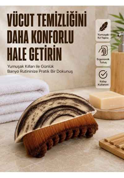 Mey İthalat Yumuşak Kıllı Fırçası Vücut Temizleme Banyo Fırçası Ergonomik Tasarım