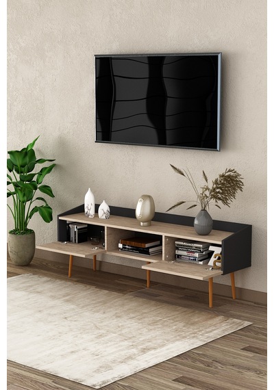 Asra Trend Tv Ünitesi Tv Sehpası T-28 %100 MDF Ayaklı Modern Medya Ünitesi Antrasit - Sidon Asra Trend Tv Ünitesi Tv Sehpası T-28 %100 MDF Ayaklı Modern Medya Ünitesi Antrasit - Sidon