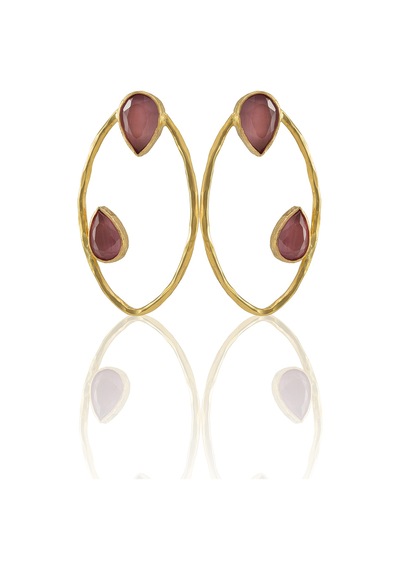 Kadir Jewellery 22 Ayar Altın Kaplama Geometrik Küpe -el İşçiliği Ve Hipoalerjenik Küpe Pembe