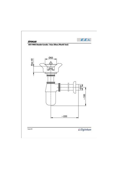 Eca  Plastik Taslı Lavabo/Eviye Mutfak Sifonu 102119003 Krom